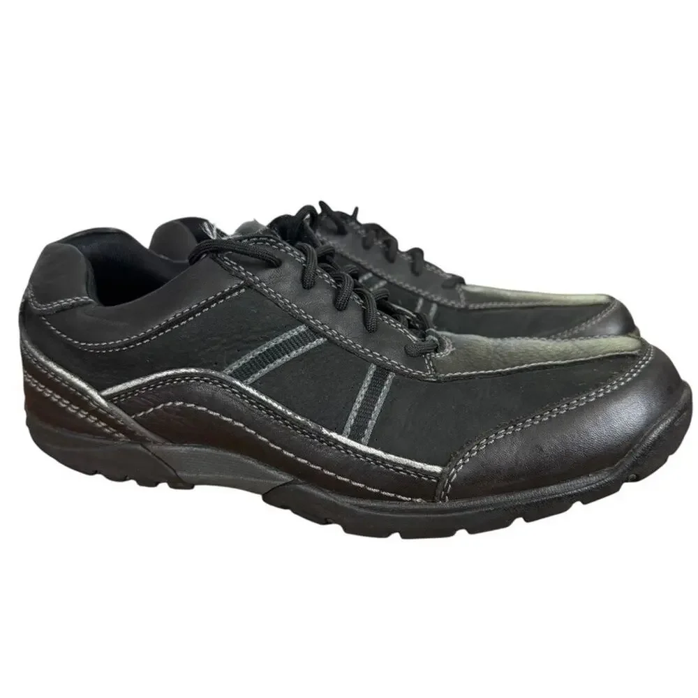 Rockport Mens Black Lace Up Sneakers Leather Comfort Shoes Dery sz 8.5